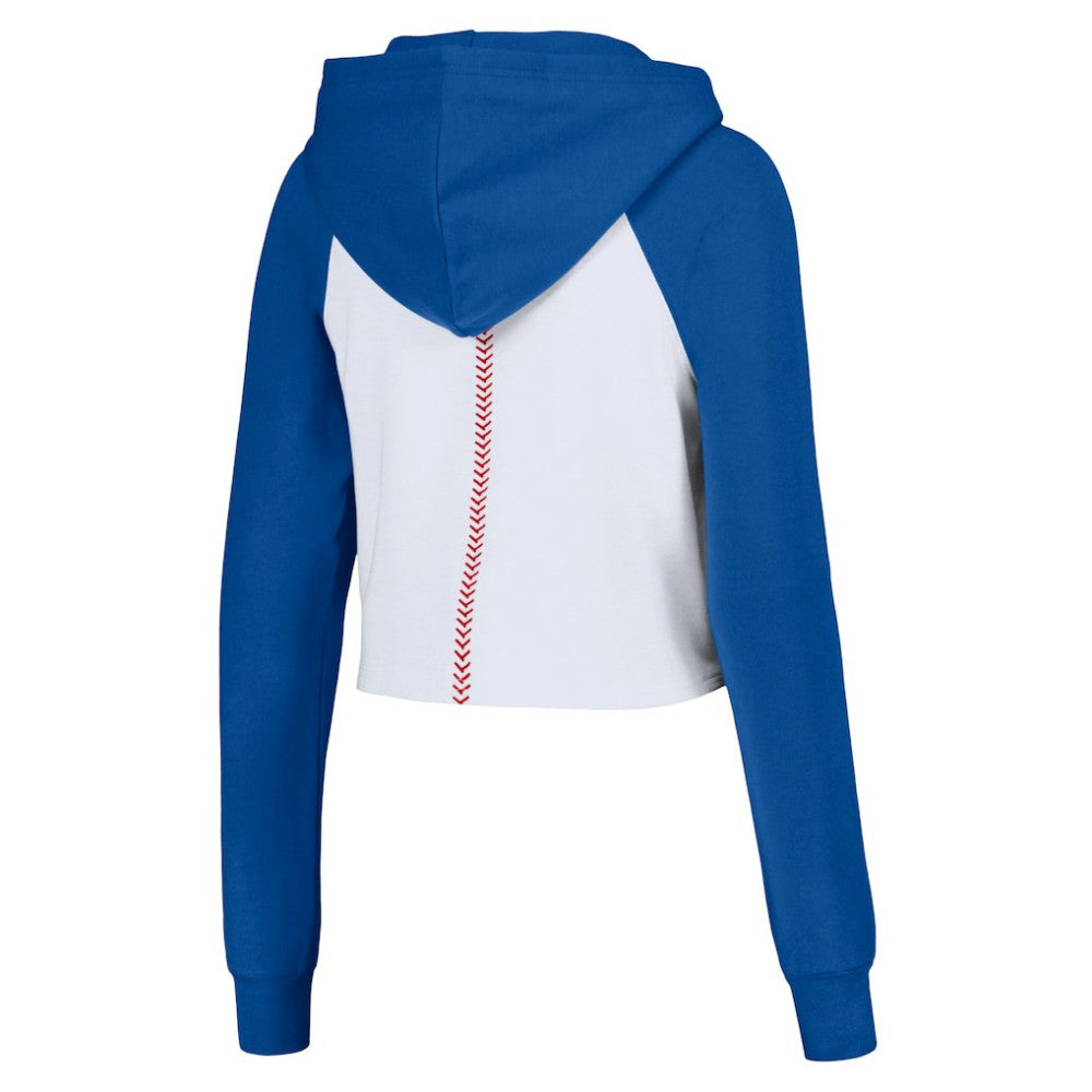 Los Angeles Dodgers Lusso Women's Jane Raglan Quarter-Zip Tri-Blend Cropped Pullover Hoodie - MLB