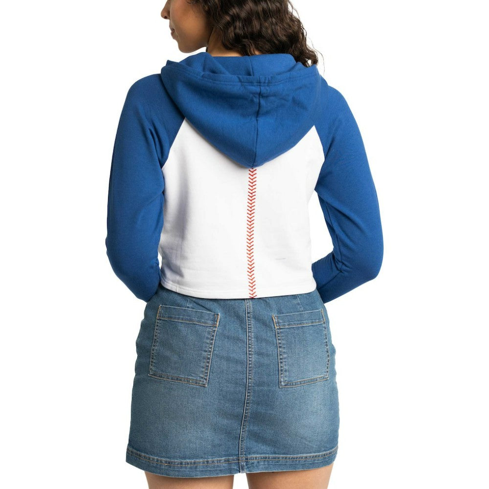 Los Angeles Dodgers Lusso Women's Jane Raglan Quarter-Zip Tri-Blend Cropped Pullover Hoodie - MLB