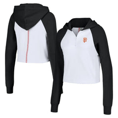 San Francisco Giants Lusso Women's Jane Raglan Quarter-Zip Tri-Blend Cropped Pullover Hoodie - MLB