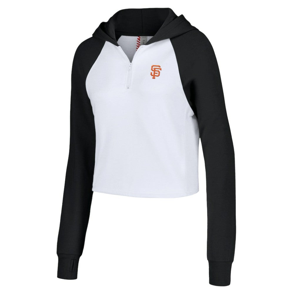 San Francisco Giants Lusso Women's Jane Raglan Quarter-Zip Tri-Blend Cropped Pullover Hoodie - MLB
