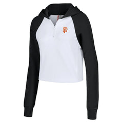 San Francisco Giants Lusso Women's Jane Raglan Quarter-Zip Tri-Blend Cropped Pullover Hoodie - MLB