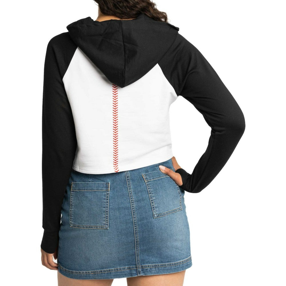 San Francisco Giants Lusso Women's Jane Raglan Quarter-Zip Tri-Blend Cropped Pullover Hoodie - MLB