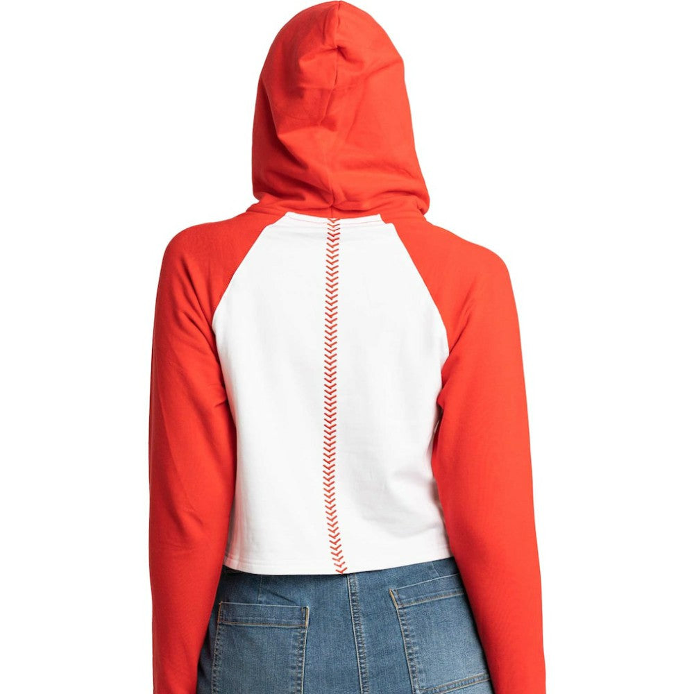 St. Louis Cardinals Lusso Women's Jane Raglan Quarter-Zip Tri-Blend Cropped Pullover Hoodie - MLB