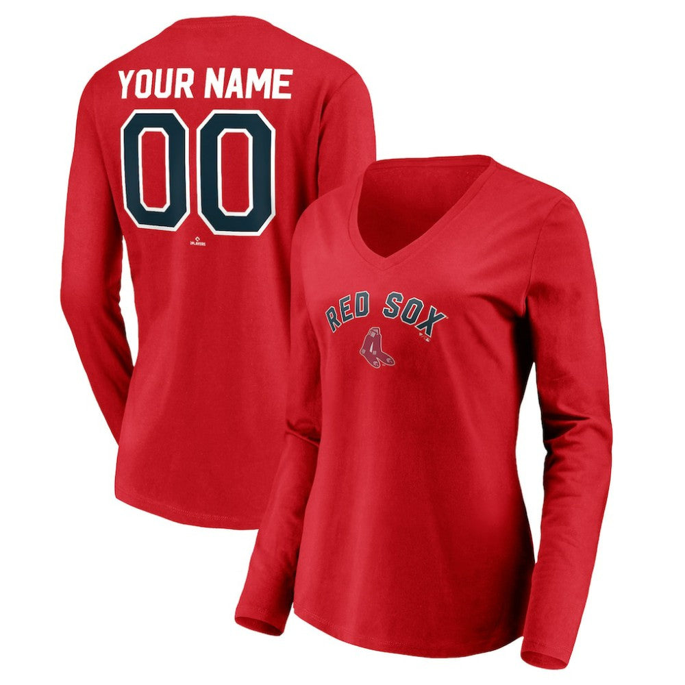 Boston Red Sox Women's Cooperstown Collection Personalized Winning Streak Long Sleeve V-Neck T-Shirt - MLB
