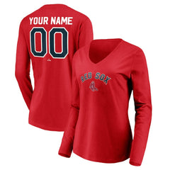 Boston Red Sox Women's Cooperstown Collection Personalized Winning Streak Long Sleeve V-Neck T-Shirt - MLB