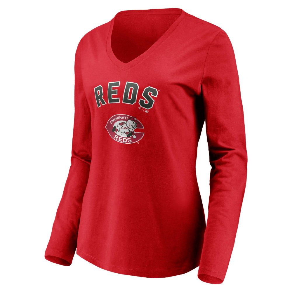 Cincinnati Reds Women's Cooperstown Collection Personalized Winning Streak Long Sleeve V-Neck T-Shirt - MLB