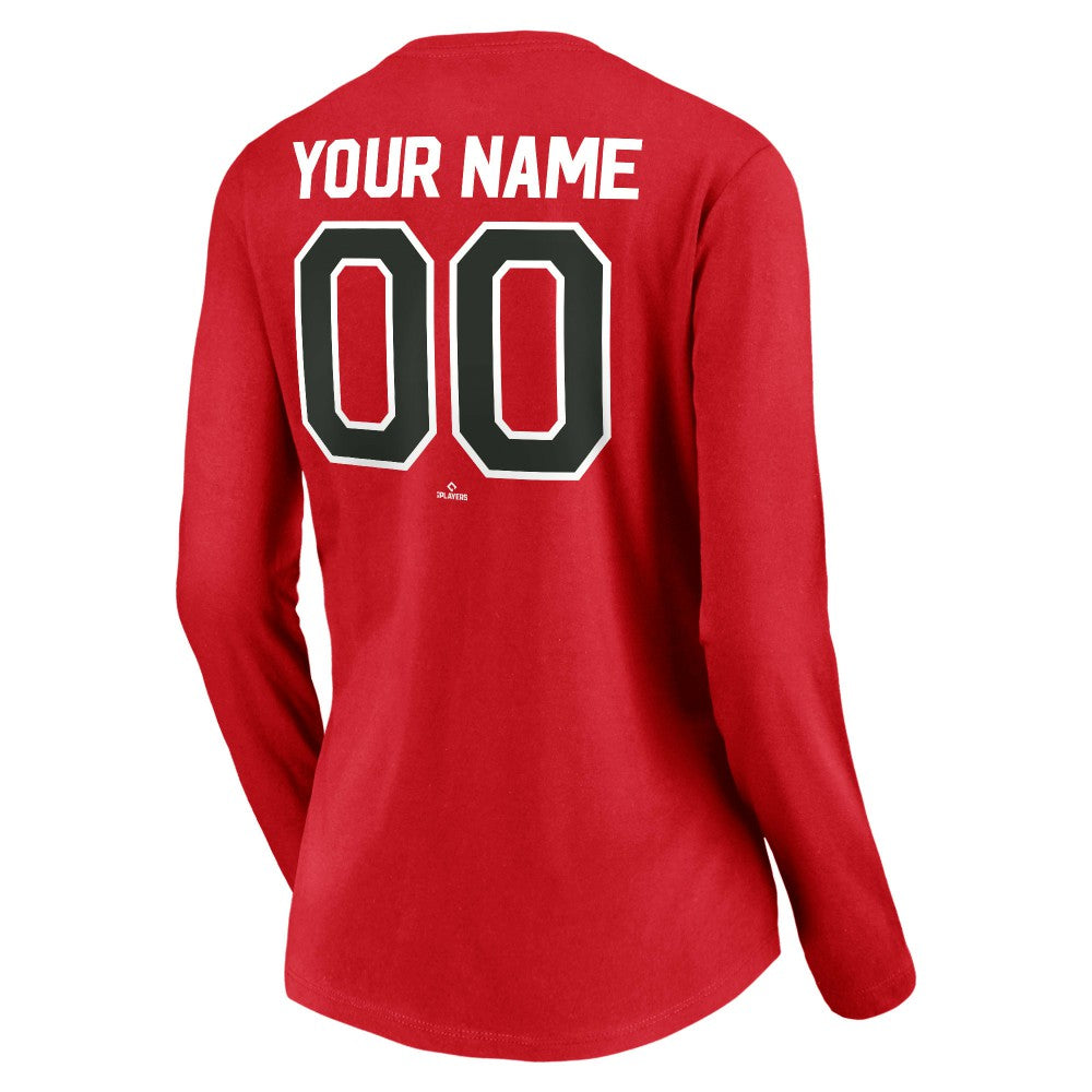 Cincinnati Reds Women's Cooperstown Collection Personalized Winning Streak Long Sleeve V-Neck T-Shirt - MLB
