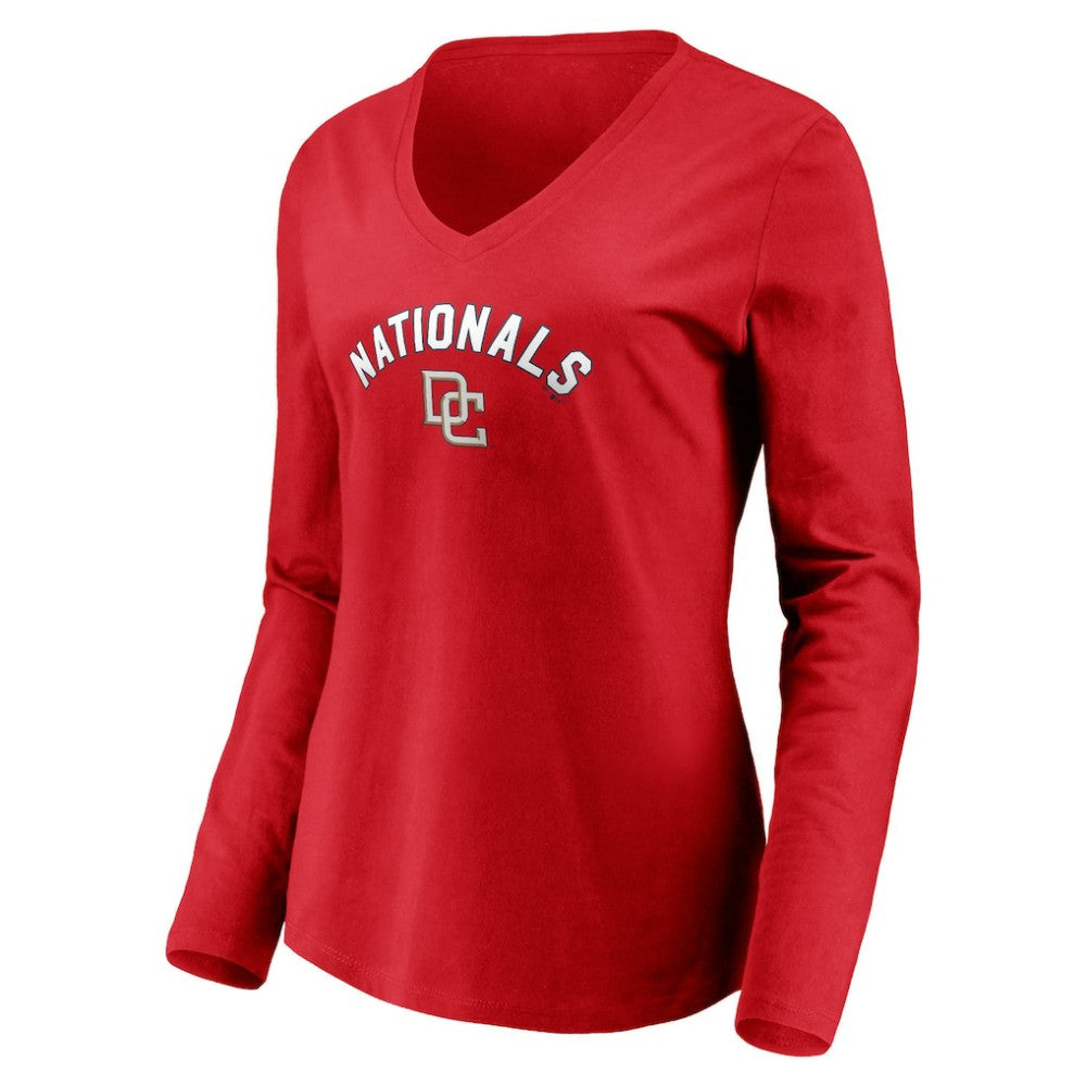Washington Nationals Women's Cooperstown Collection Personalized Winning Streak Long Sleeve V-Neck T-Shirt - MLB