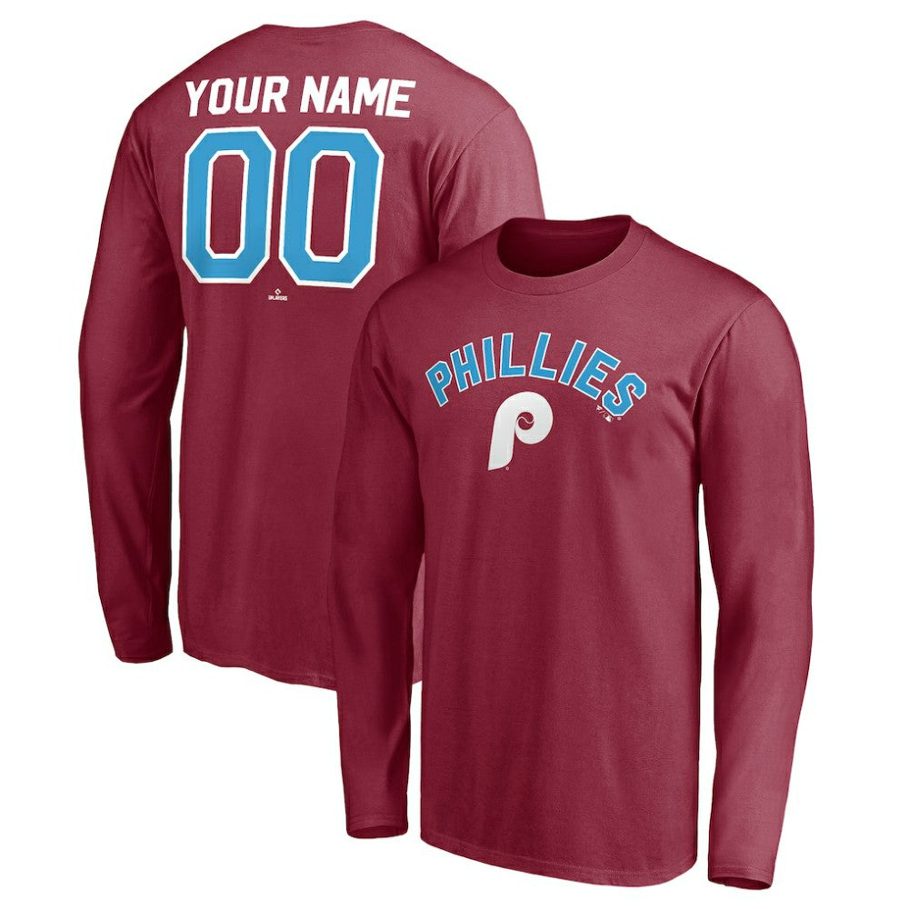 Philadelphia Phillies Personalized Cooperstown Collection Alternate Winning Streak Long Sleeve T-Shirt - MLB