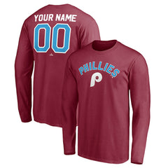 Philadelphia Phillies Personalized Cooperstown Collection Alternate Winning Streak Long Sleeve T-Shirt - MLB