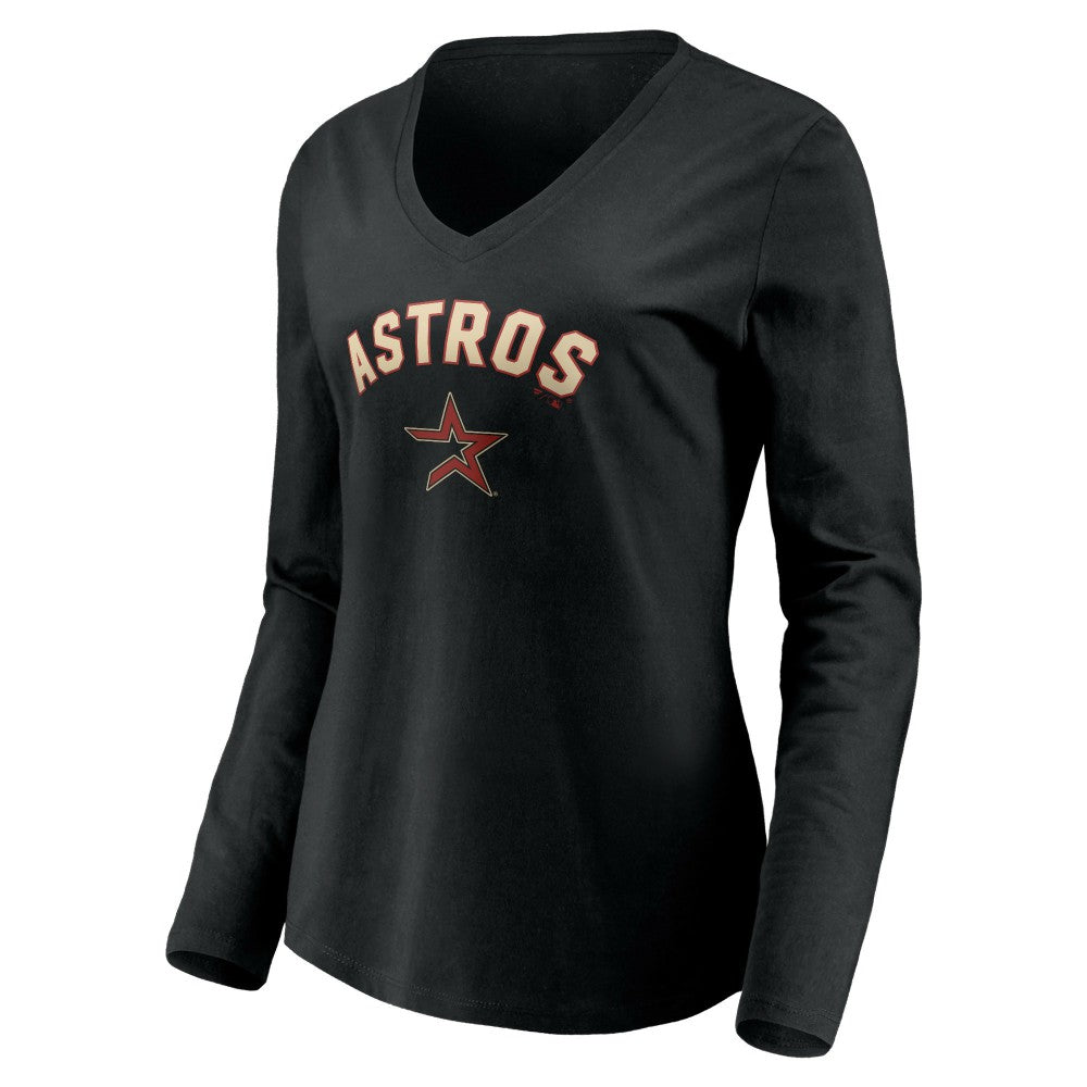 Houston Astros Women's Personalized Cooperstown Collection Alternate Winning Streak Long Sleeve V-Neck T-Shirt - MLB