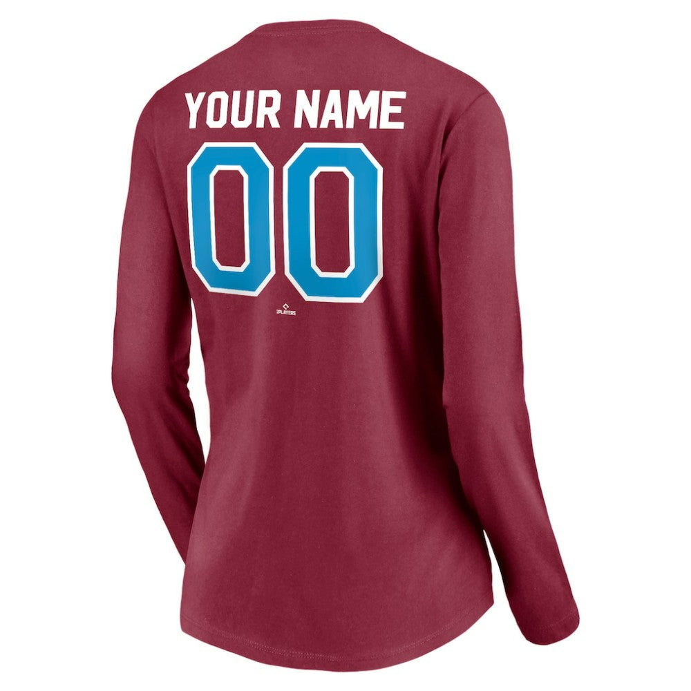 Philadelphia Phillies Women's Personalized Cooperstown Collection Alternate Winning Streak Long Sleeve V-Neck T-Shirt - MLB