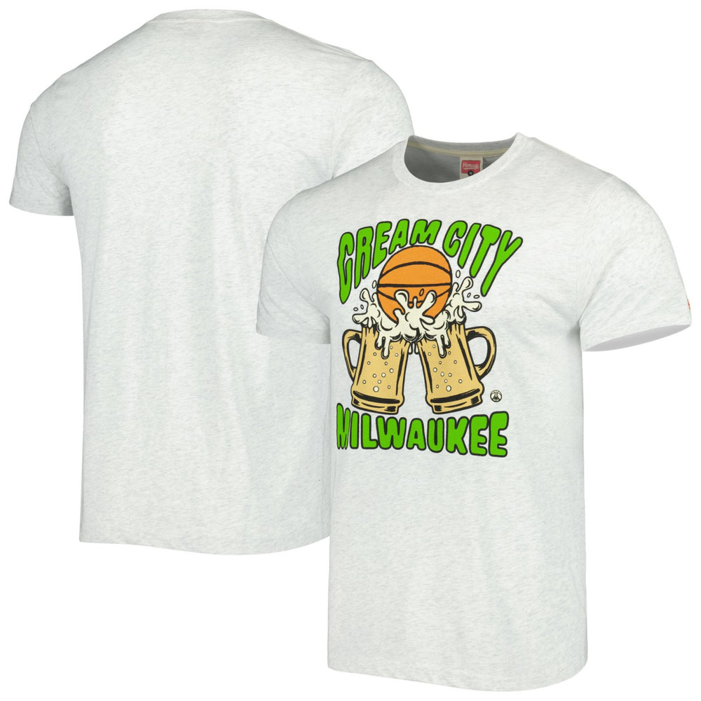 Milwaukee Bucks Homage Unisex Hometown Hyper Local Tri-Blend T-Shirt Ash - NBA