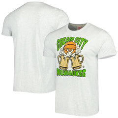 Milwaukee Bucks Homage Unisex Hometown Hyper Local Tri-Blend T-Shirt Ash - NBA