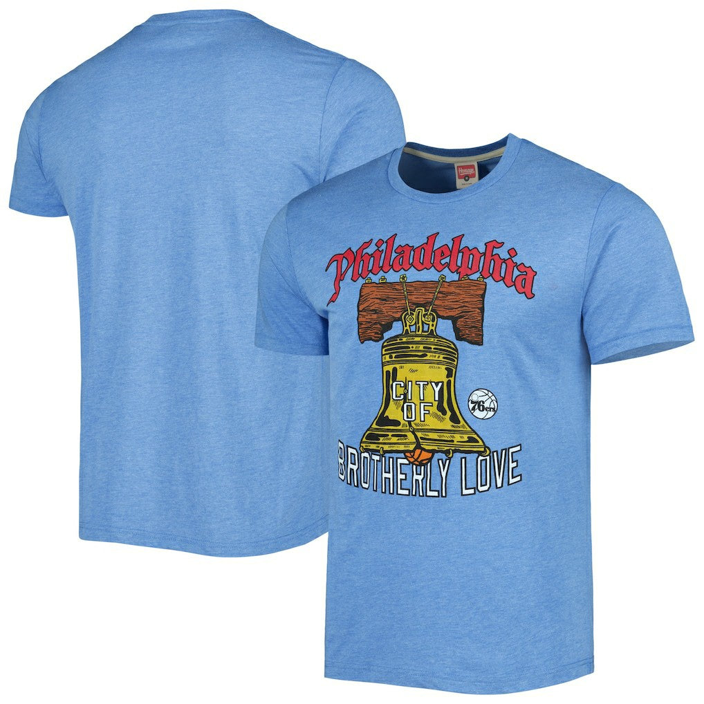 Philadelphia 76ers Homage Unisex Hometown Hyper Local Tri-Blend T-Shirt Light Blue - NBA