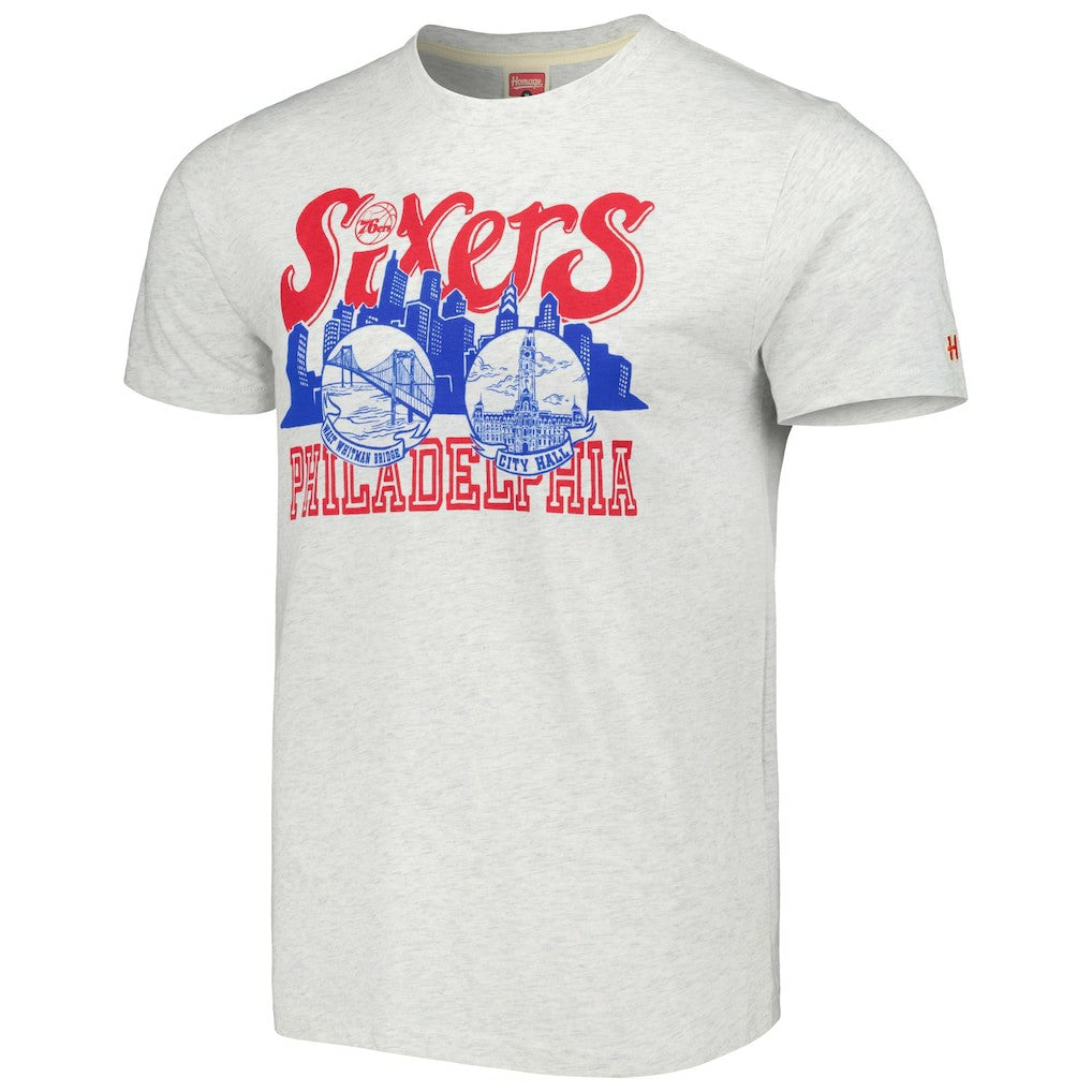 Philadelphia 76ers Homage Unisex Hometown Hyper Local Tri-Blend T-Shirt Ash - NBA