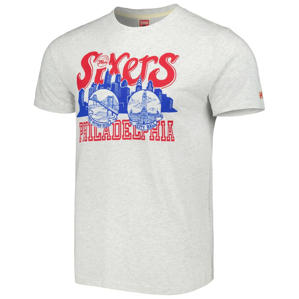 Philadelphia 76ers Homage Unisex Hometown Hyper Local Tri-Blend T-Shirt Ash - NBA