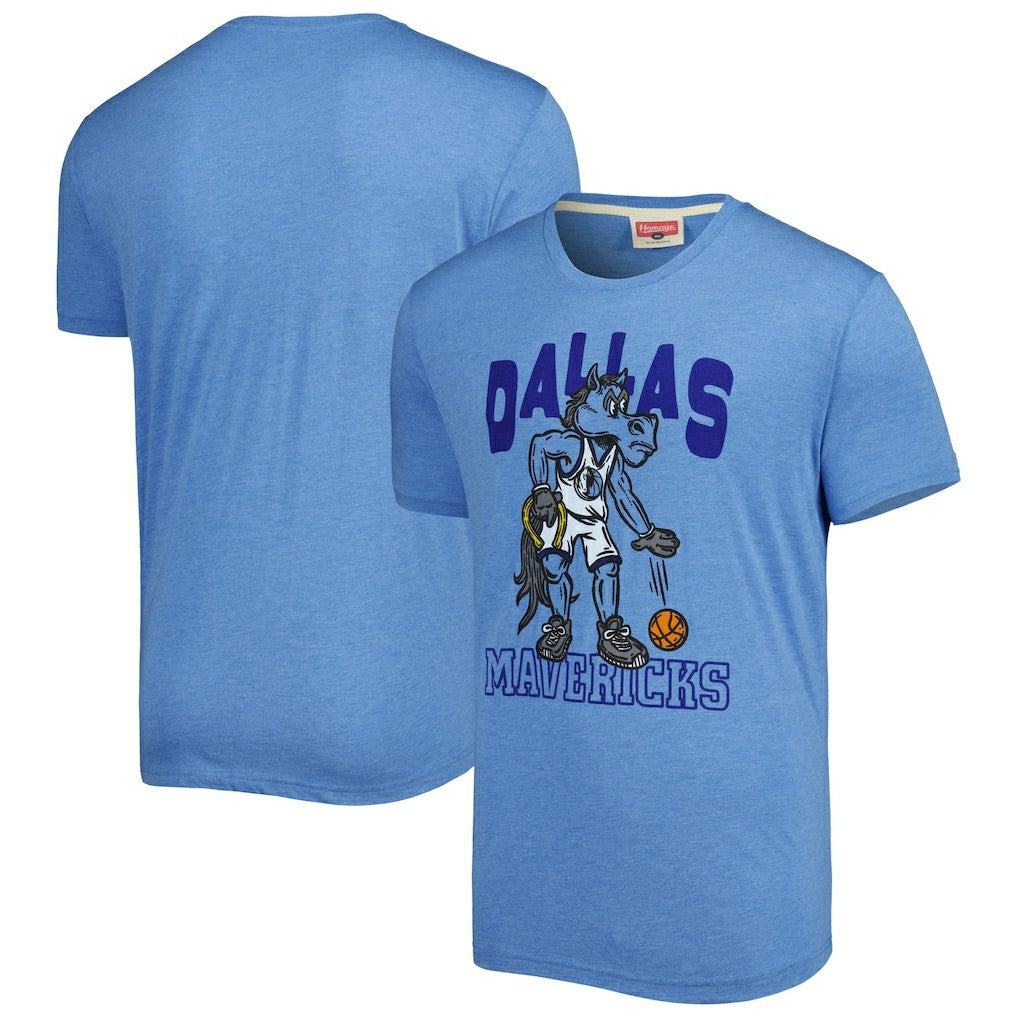 Dallas Mavericks Homage Unisex Team Mascot Tri-Blend T-Shirt Light Blue - NBA