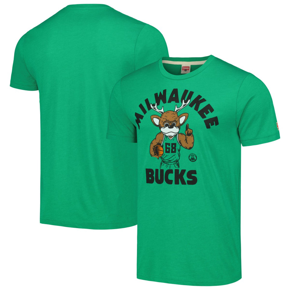 Milwaukee Bucks Homage Unisex Team Mascot Tri-Blend T-Shirt Green - NBA