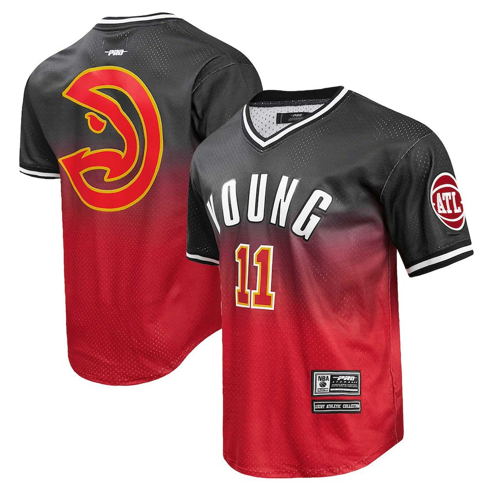 Trae Young Atlanta Hawks Post Ombre Name & Number T-Shirt Black/Red - NBA