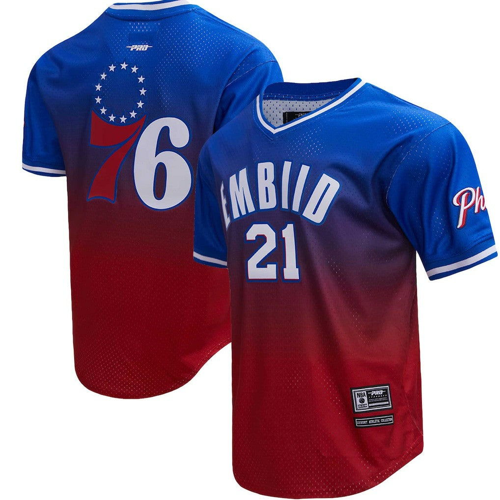 Joel Embiid Philadelphia 76ers Post Ombre Name & Number T-Shirt Royal/Red - NBA