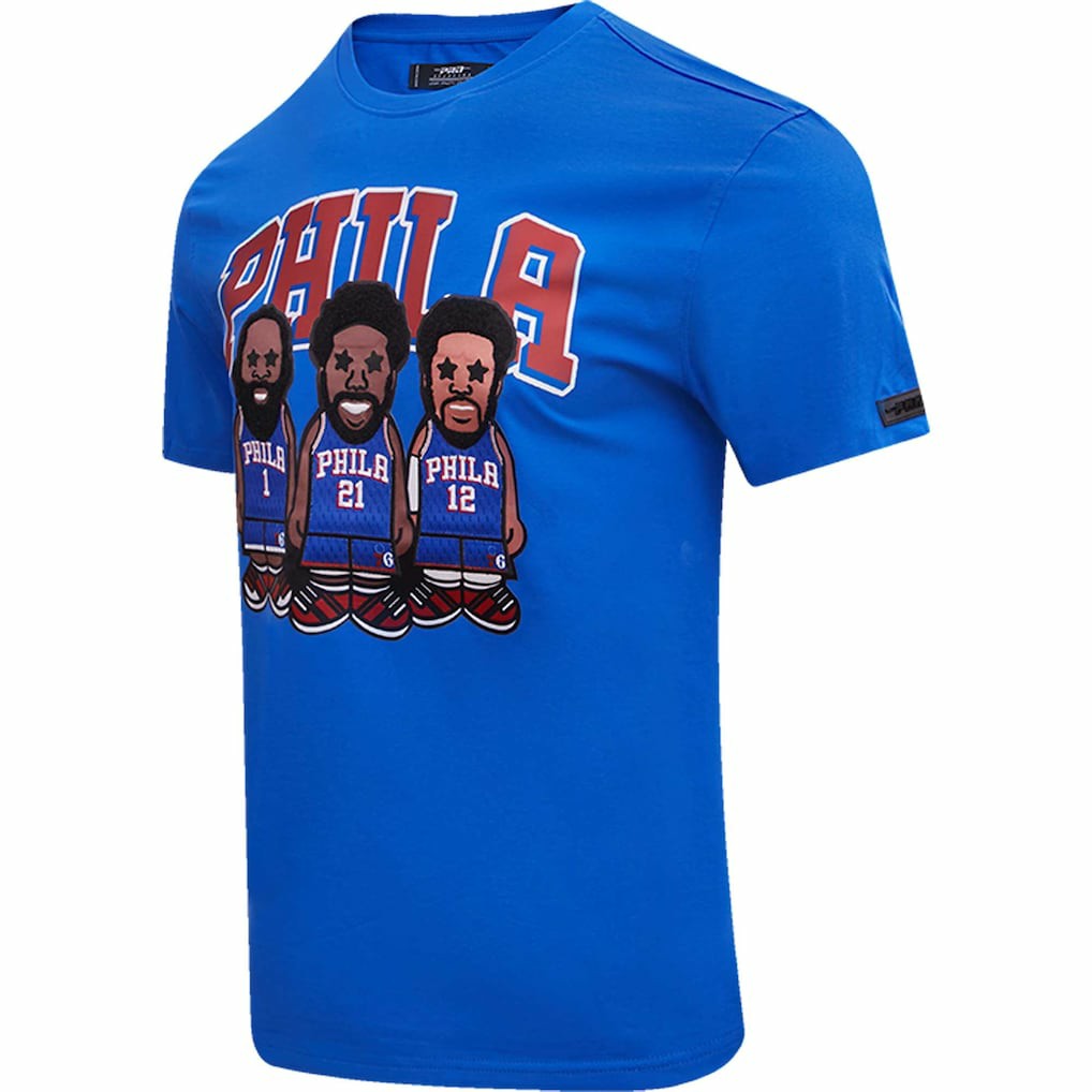 Joel Embiid, Tobias Harris, James Harden Philadelphia 76ers Pro Standard Multi Lineup T-Shirt Royal - NBA