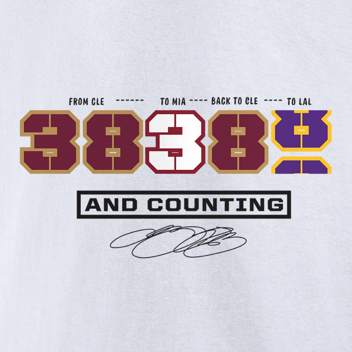 LeBron James NBA All-Time Scoring Record Split Points T-Shirt White - NBA