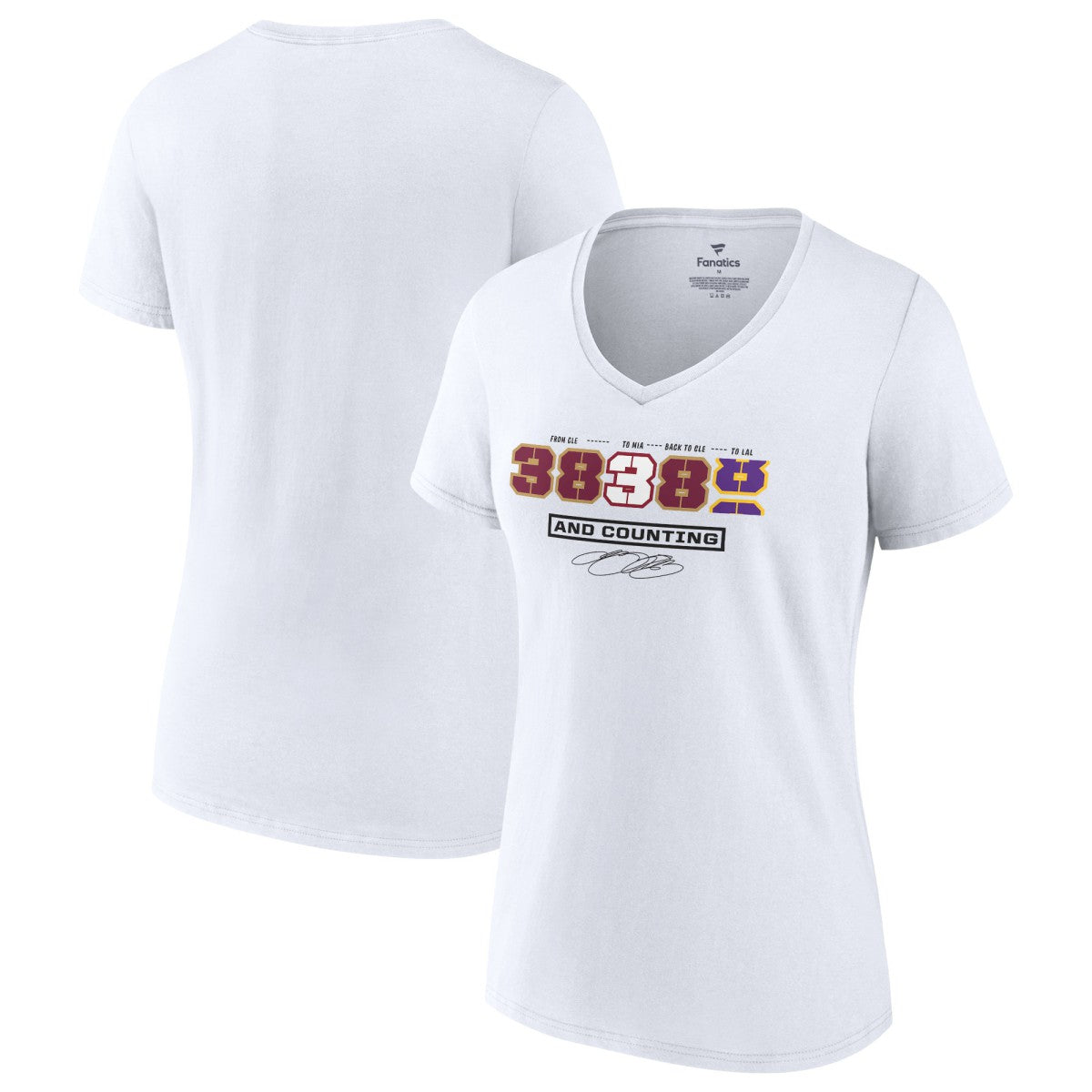 LeBron James Women's NBA All-Time Scoring Record Split Points V-Neck T-Shirt White - NBA