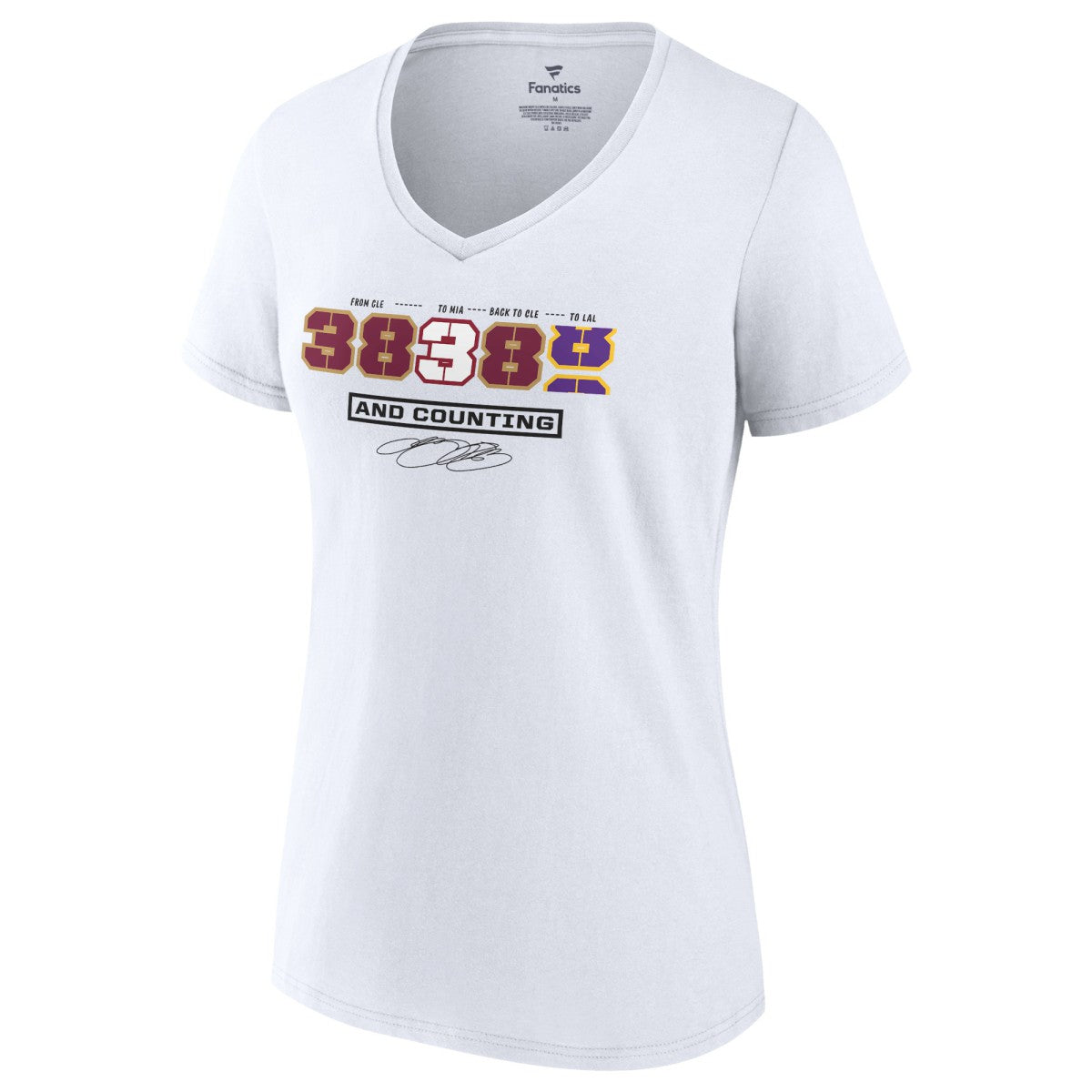 LeBron James Women's NBA All-Time Scoring Record Split Points V-Neck T-Shirt White - NBA