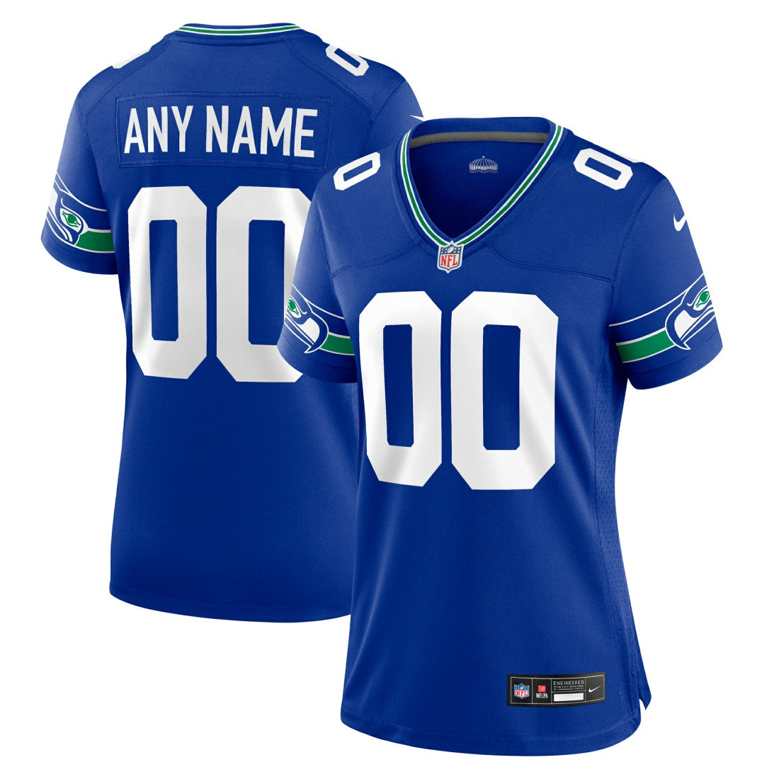 Seattle Seahawks Women's Throwback Custom Jersey Royal | Nike for Sale