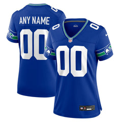 Seattle Seahawks Women's Throwback Custom Jersey Royal | Nike for Sale