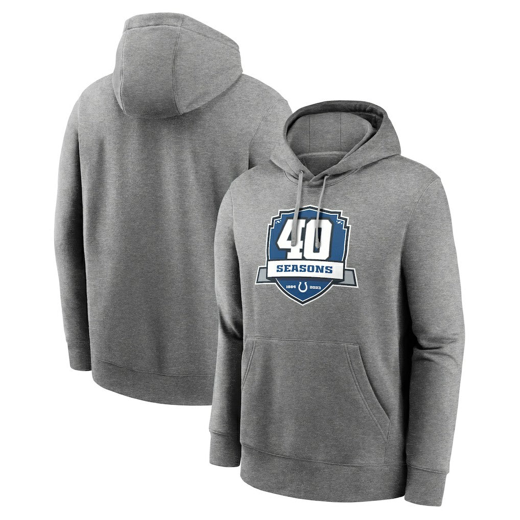 Indianapolis Colts 40th Anniversary Club Pullover Hoodie Heather Gray | Nike for Sale