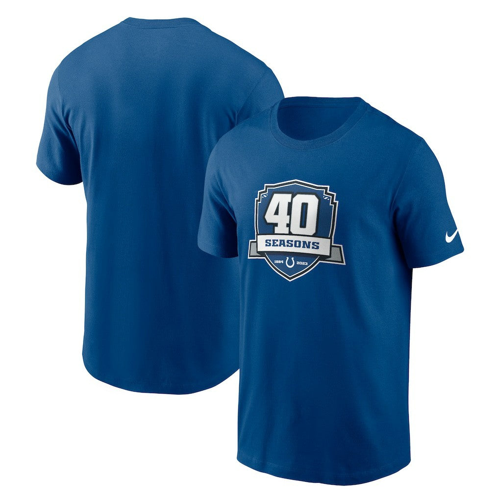 Indianapolis Colts 40th Anniversary Essential T-Shirt Royal | Nike for Sale