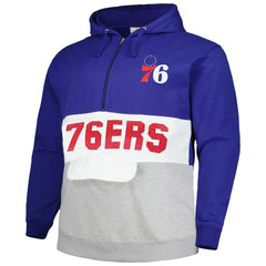 Philadelphia 76ers Big & Tall Anorak Half-Zip Hoodie Royal - NBA