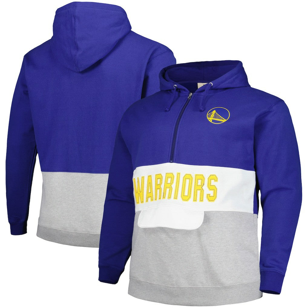 Golden State Warriors Big & Tall Anorak Half-Zip Hoodie Royal - NBA