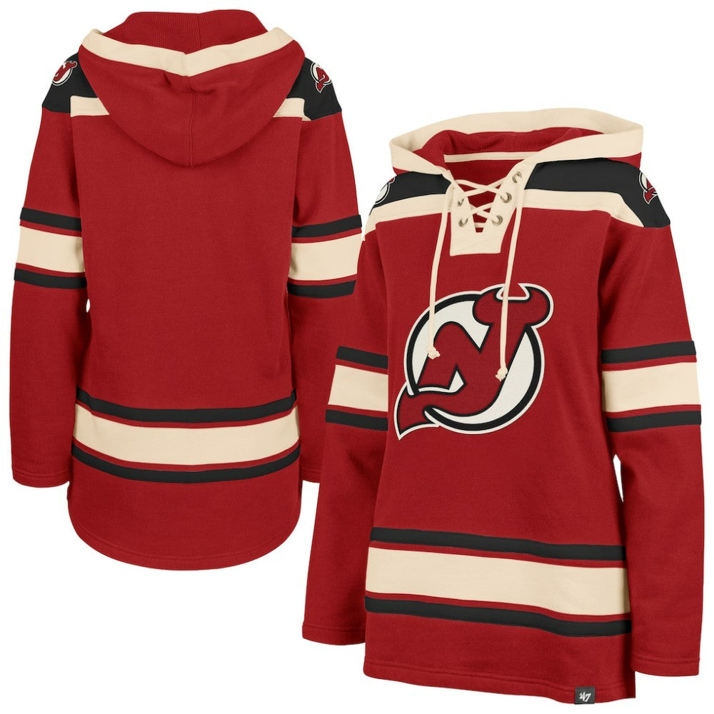 New Jersey Devils '47 Women's Superior Lacer Pullover Hoodie - Red - NHL
