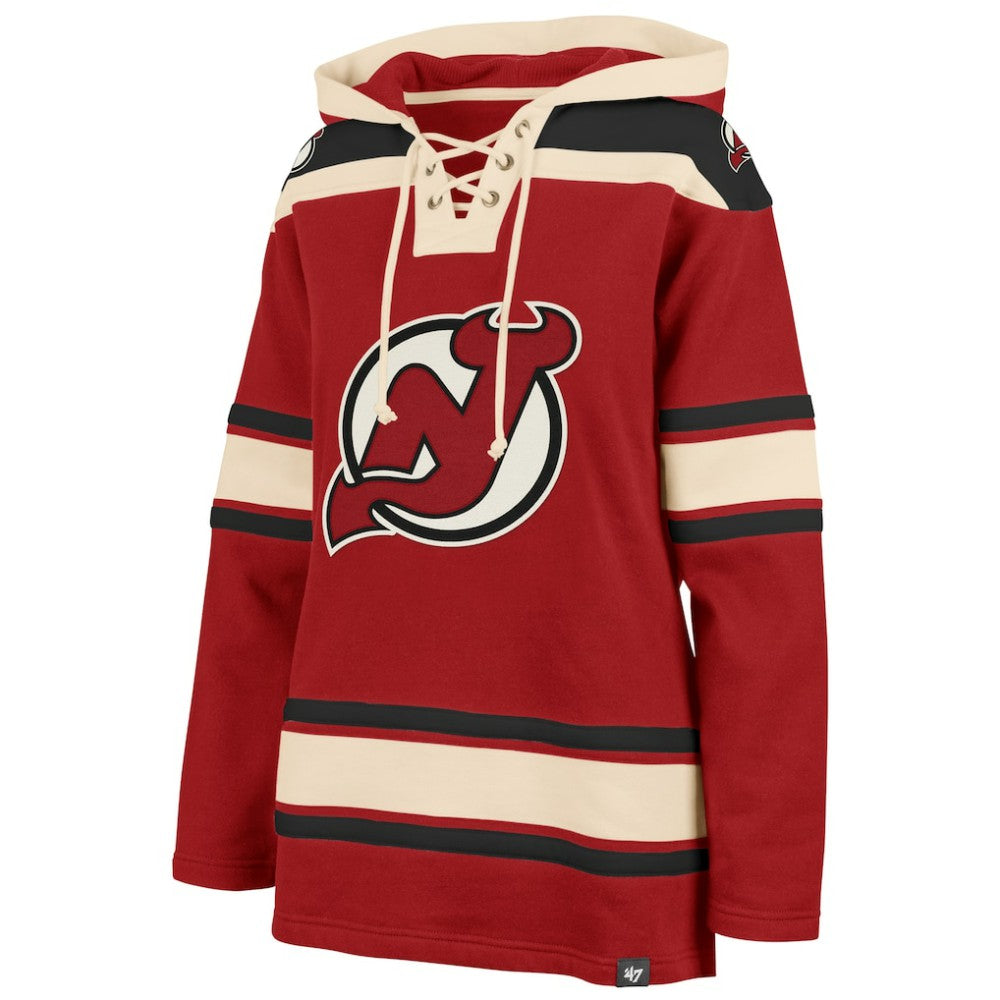 New Jersey Devils '47 Women's Superior Lacer Pullover Hoodie - Red - NHL