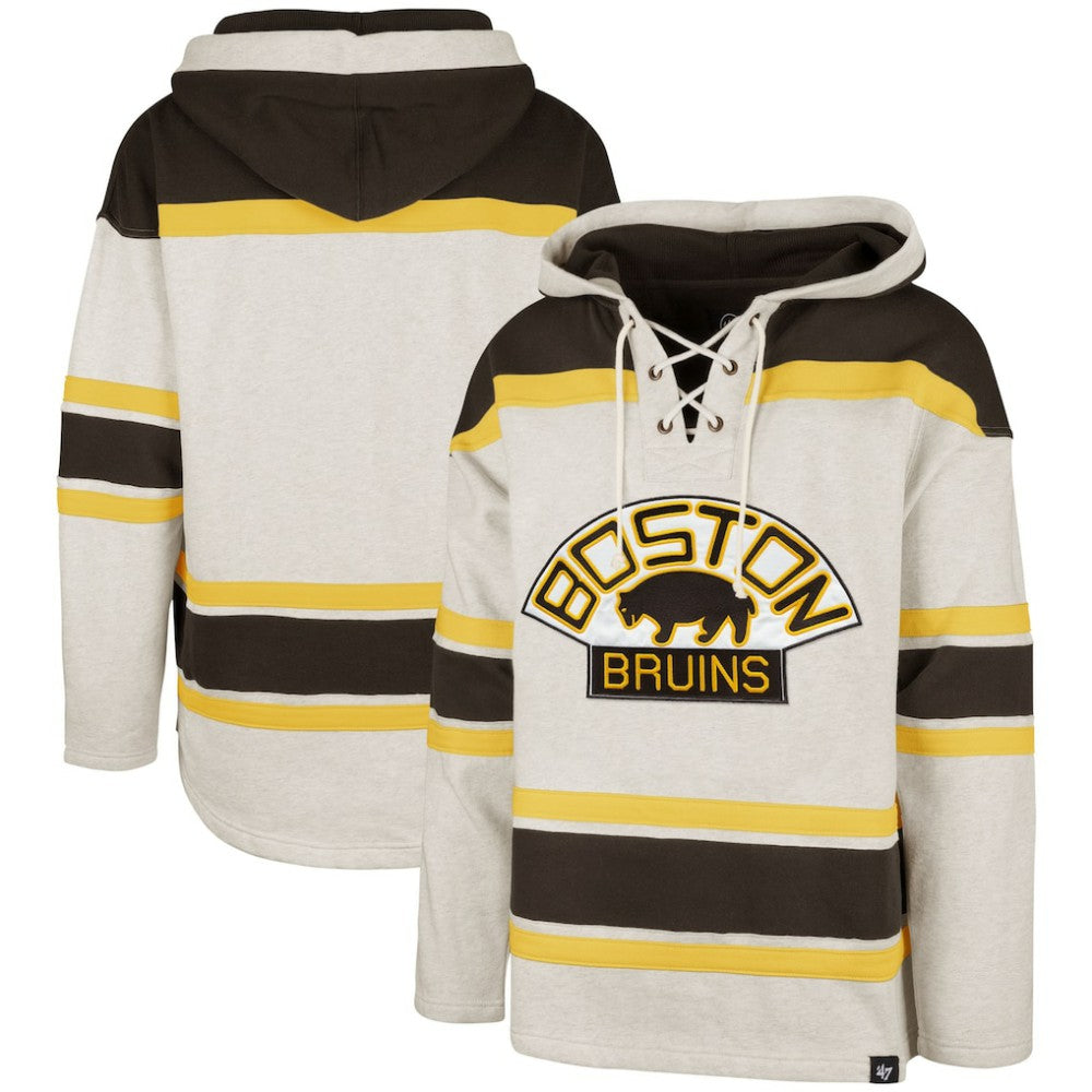 Boston Bruins '47 Rockaway Lacer Pullover Hoodie - Oatmeal - NHL