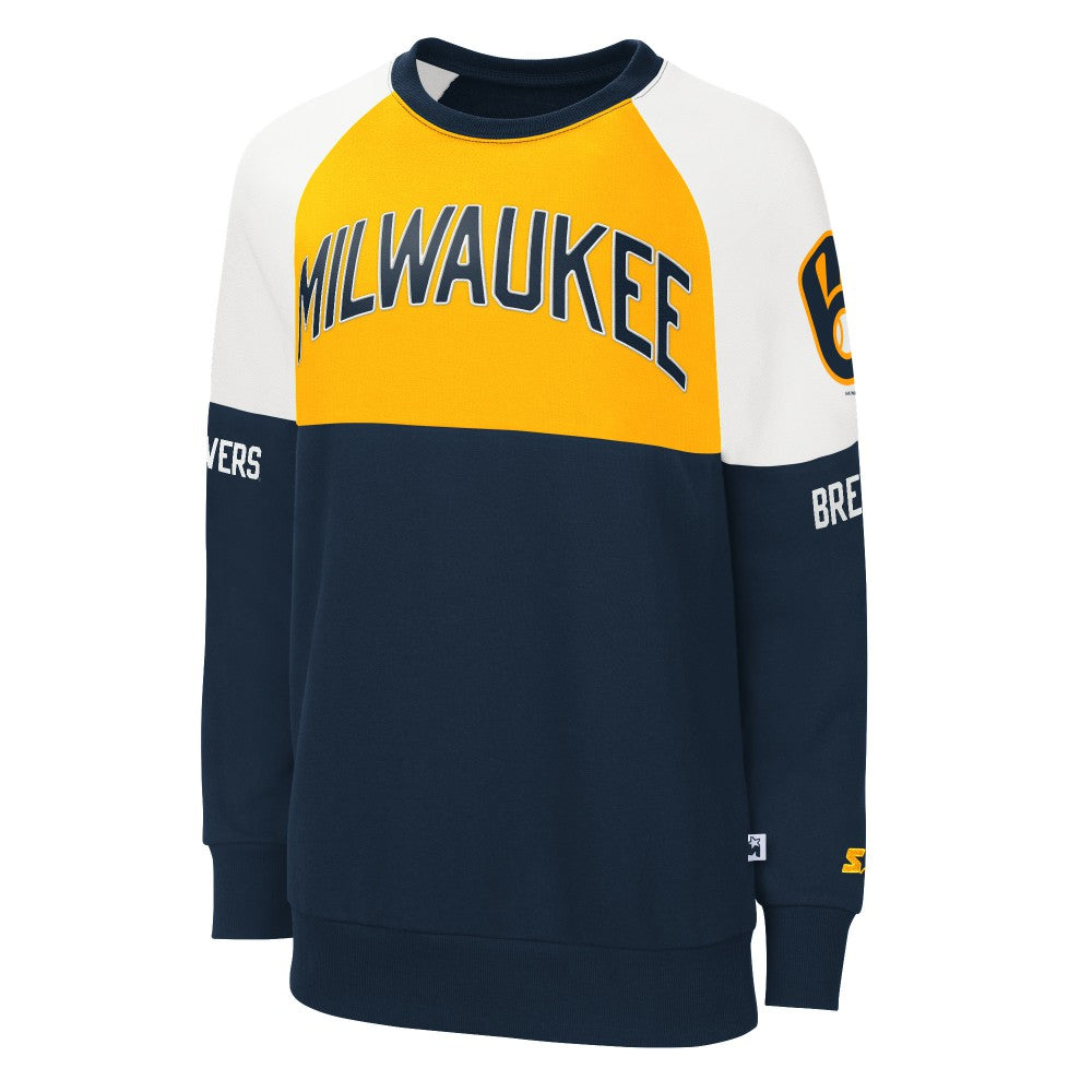 Milwaukee Brewers Starter Women's Baseline Raglan Pullover Sweatshirt - MLB