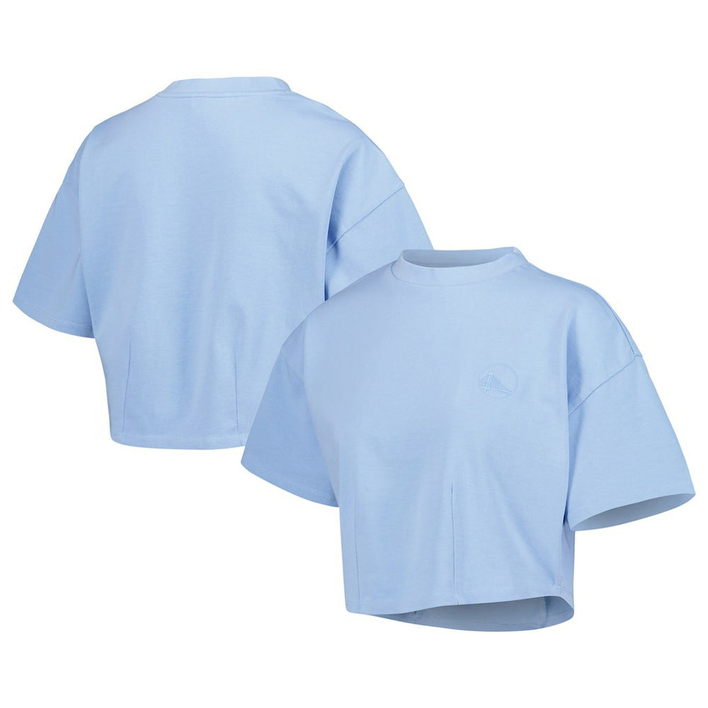 Golden State Warriors Lusso Women's Nola Faded Tonal Cropped T-Shirt Light Blue - NBA