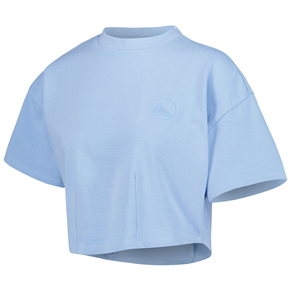 Golden State Warriors Lusso Women's Nola Faded Tonal Cropped T-Shirt Light Blue - NBA