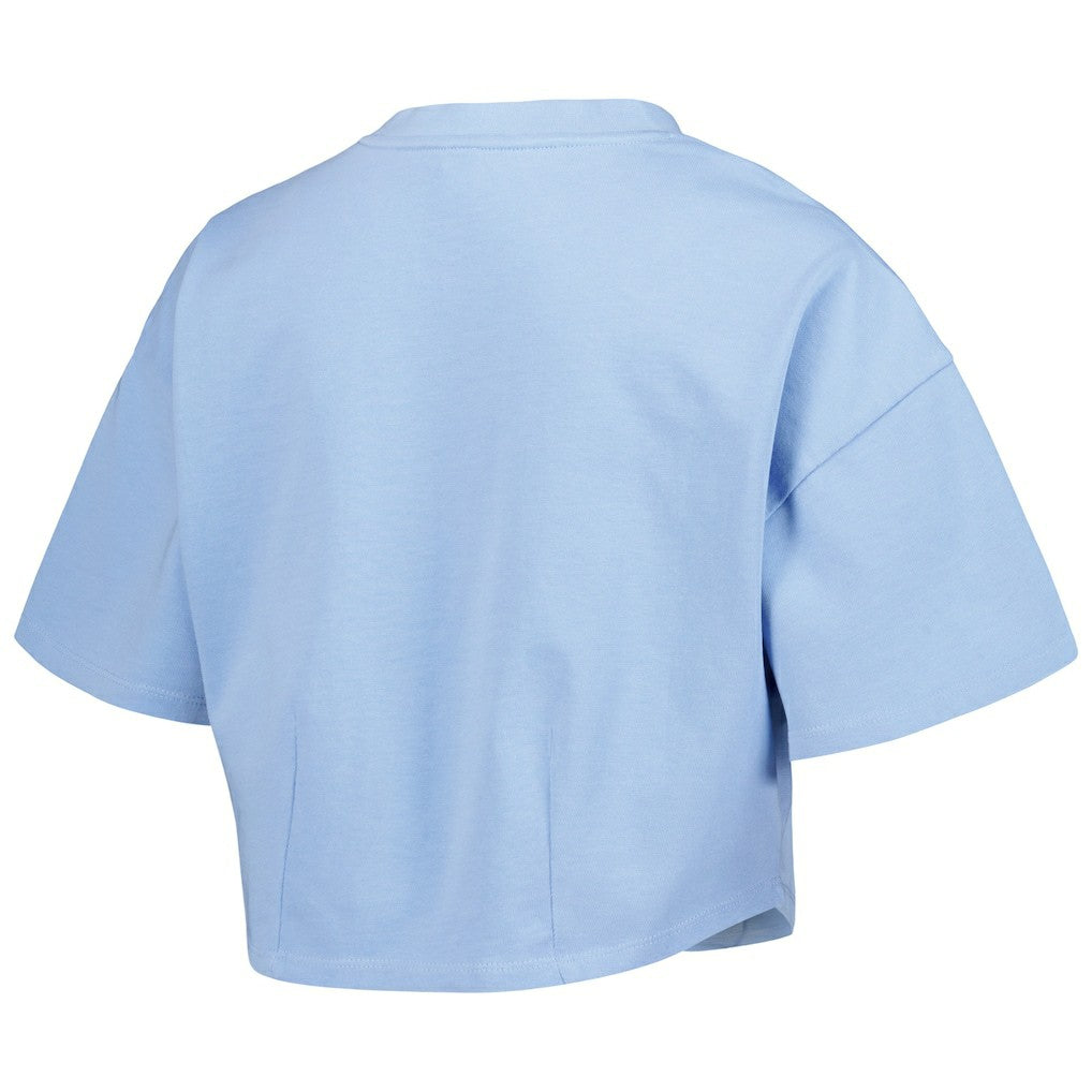 Golden State Warriors Lusso Women's Nola Faded Tonal Cropped T-Shirt Light Blue - NBA