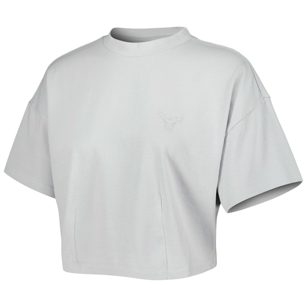 Chicago Bulls Lusso Women's Nola Faded Tonal Cropped T-Shirt Gray - NBA