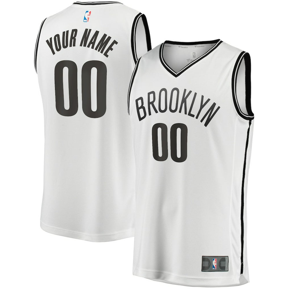 Brooklyn Nets Youth Fast Break Replica Custom Jersey Association Edition White - NBA