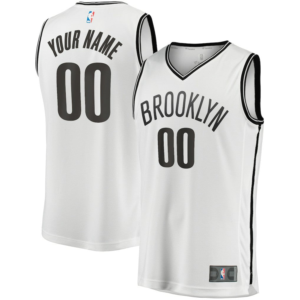 Brooklyn Nets Youth Fast Break Replica Custom Jersey Association Edition White - NBA