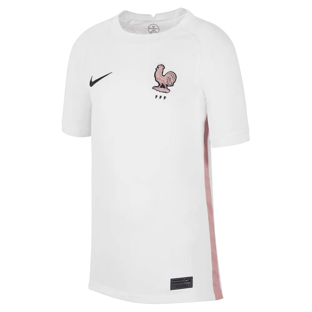 2022-23 France Away Youth Soccer Jersey White-Pink Glaze-Blue | Nike