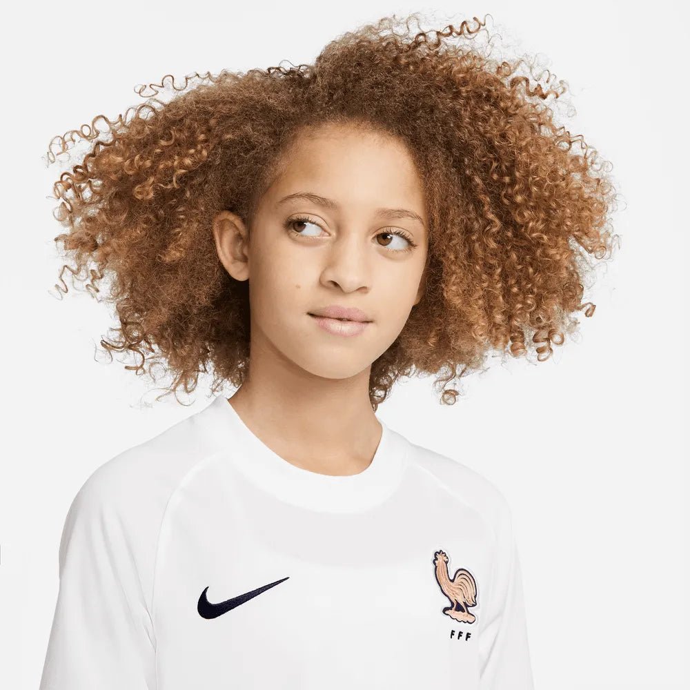 2022-23 France Away Youth Soccer Jersey White-Pink Glaze-Blue | Nike