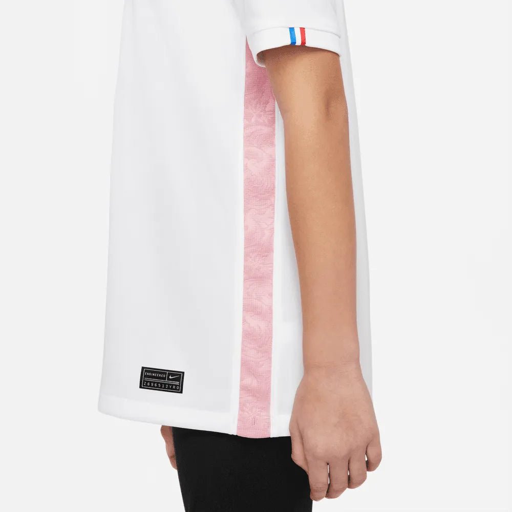 2022-23 France Away Youth Soccer Jersey White-Pink Glaze-Blue | Nike