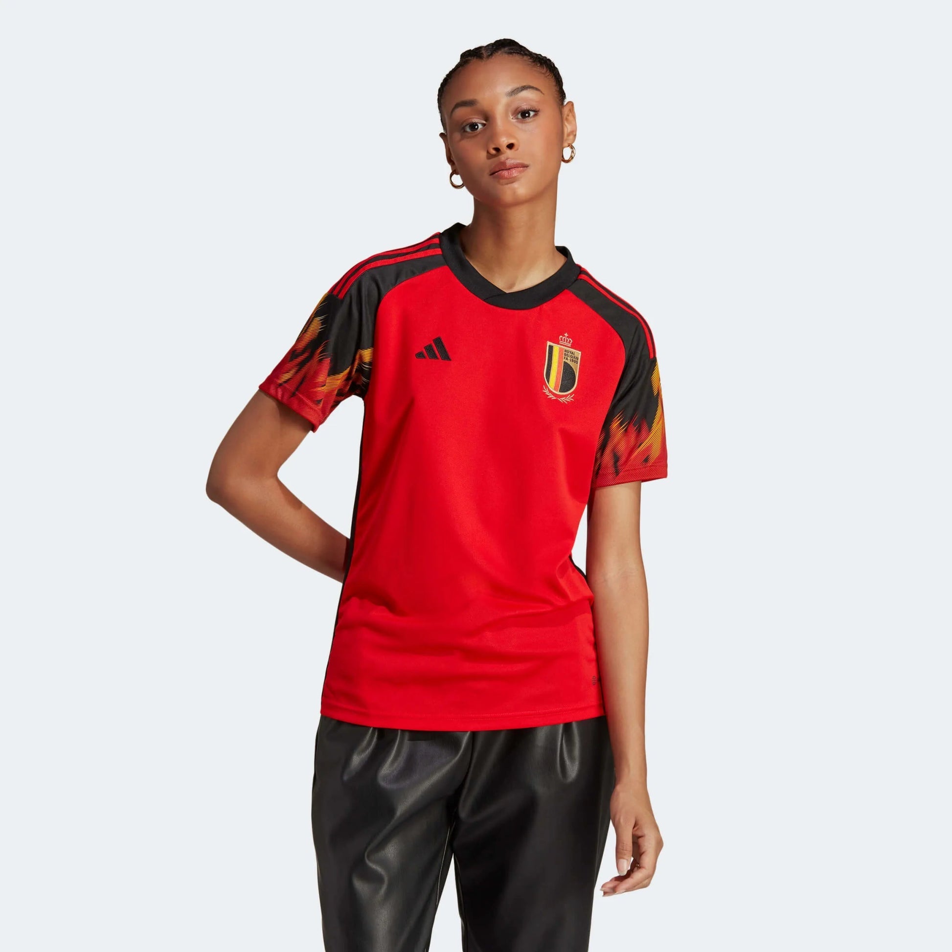 2022-23 Belgium Womens Home Soccer Jersey - Red-Black | Adidas