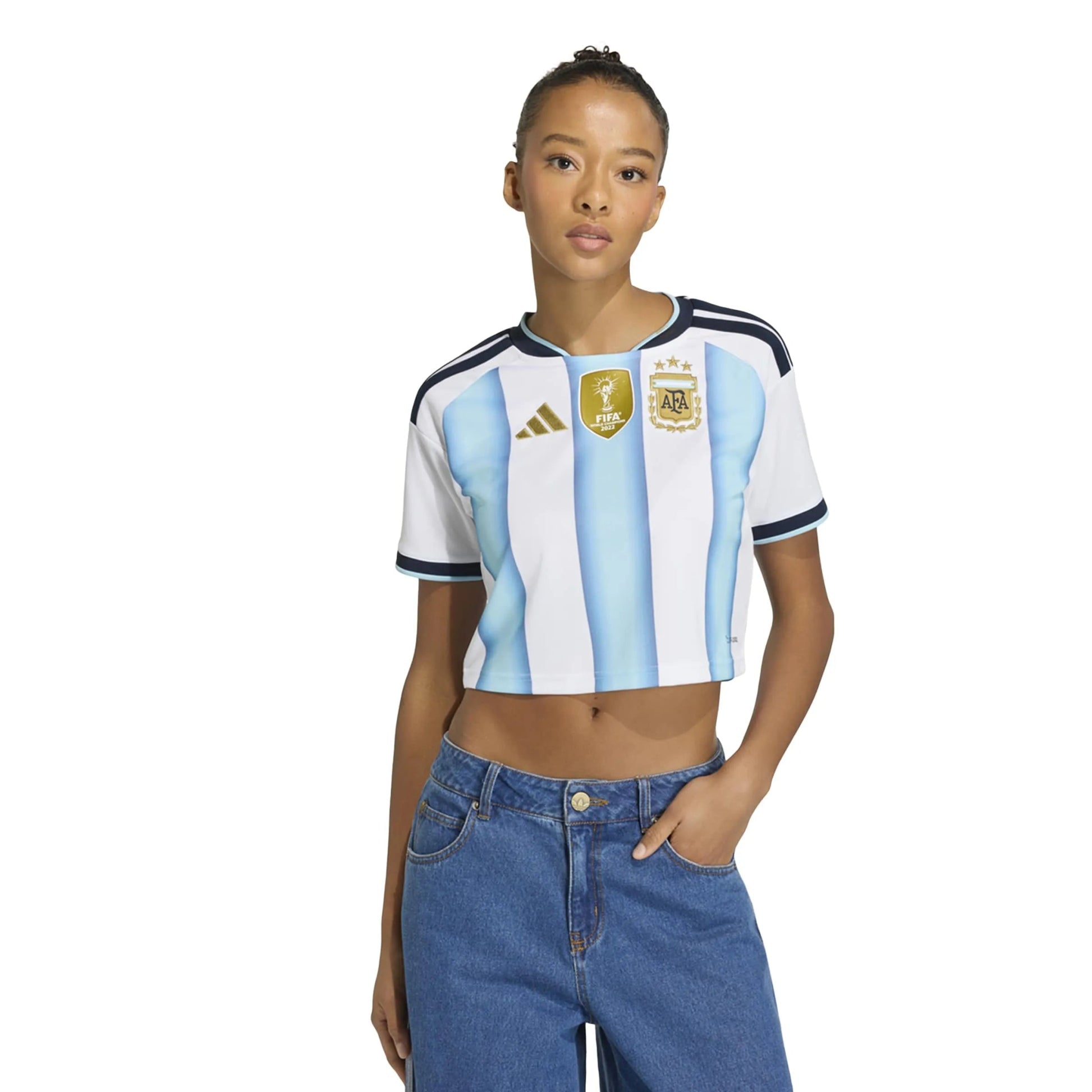 2026 Argentina Womens Stadium Home Cropped Soccer Jersey | Adidas